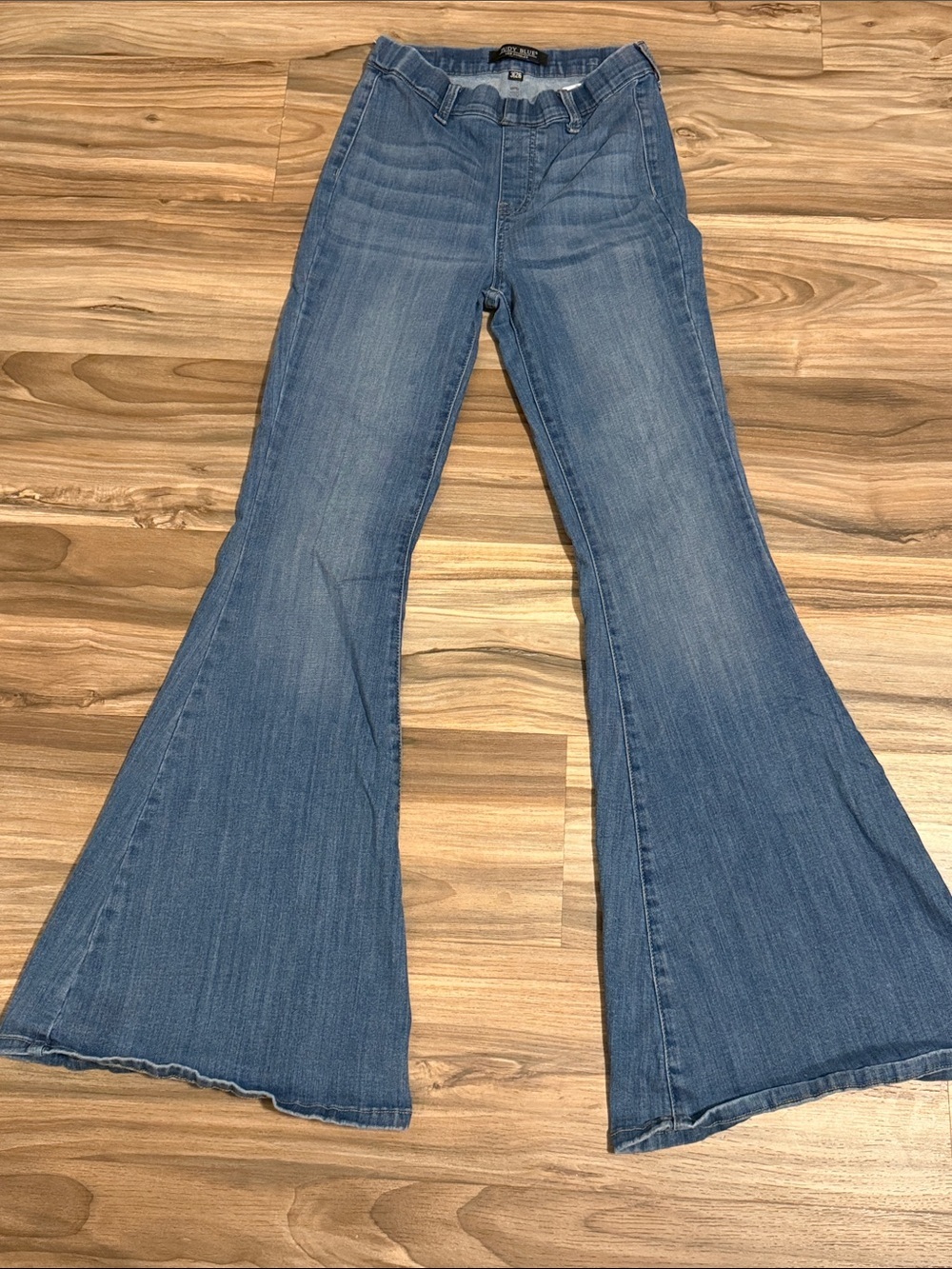 Judy Blue Jeans Women's 3/26 Super Flare Pull on High Waist Stretch Denim Blue